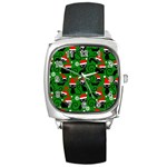 Christmas Santa Cats Square Metal Watch