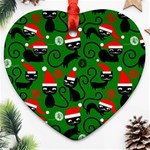 Christmas Santa Cats Heart Ornament (Two Sides)