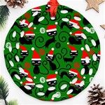 Christmas Santa Cats Ornament (Round Filigree)