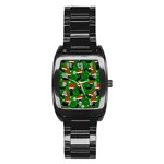 Christmas Santa Cats Stainless Steel Barrel Watch