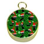 Christmas Santa Cats Gold Compass