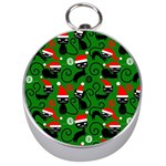 Christmas Santa Cats Silver Compass