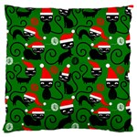 Christmas Santa Cats Large Flano Cushion Case (One Side)