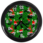 Christmas Santa Cats Wall Clock (Black)