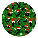 Christmas Santa Cats Magnet 5  (Round)