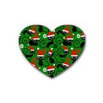 Christmas Santa Cats Rubber Coaster (Heart)