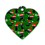 Christmas Santa Cats Dog Tag Heart (One Side)