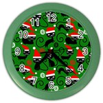 Christmas Santa Cats Color Wall Clock