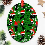 Christmas Santa Cats Ornament (Oval Filigree)