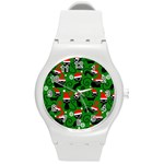 Christmas Santa Cats Round Plastic Sport Watch (M)