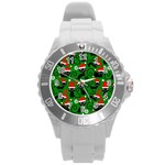 Christmas Santa Cats Round Plastic Sport Watch (L)