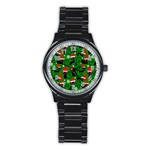 Christmas Santa Cats Stainless Steel Round Watch