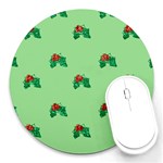 sequin christmas Holly Round Mousepad