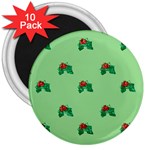 sequin christmas Holly 3  Magnet (10 pack)