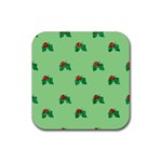 sequin christmas Holly Rubber Coaster (Square)