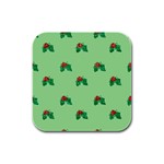 sequin christmas Holly Rubber Square Coaster (4 pack)