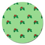 sequin christmas Holly Magnet 5  (Round)