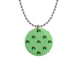 sequin christmas Holly 1  Button Necklace