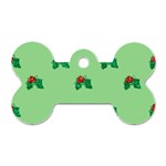 sequin christmas Holly Dog Tag Bone (One Side)