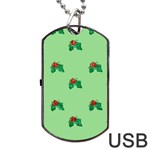 sequin christmas Holly Dog Tag USB Flash (One Side)