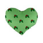 sequin christmas Holly Standard 16  Premium Heart Shape Cushion 