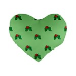 sequin christmas Holly Standard 16  Premium Flano Heart Shape Cushion 