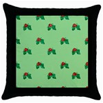 sequin christmas Holly Throw Pillow Case (Black)