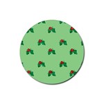 sequin christmas Holly Rubber Coaster (Round)