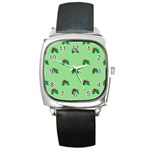 sequin christmas Holly Square Metal Watch