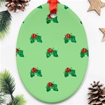 sequin christmas Holly Oval Ornament (Two Sides)