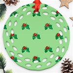 sequin christmas Holly Round Filigree Ornament (Two Sides)