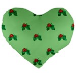 sequin christmas Holly Large 19  Premium Heart Shape Cushion