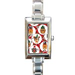 christmas hipster monkeys  Rectangle Italian Charm Watch