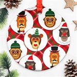 christmas hipster monkeys  Ornament (Round)