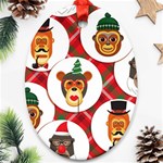 christmas hipster monkeys  Ornament (Oval)