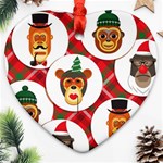 christmas hipster monkeys  Ornament (Heart)