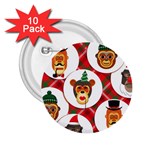 christmas hipster monkeys  2.25  Button (10 pack)