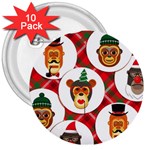 christmas hipster monkeys  3  Button (10 pack)