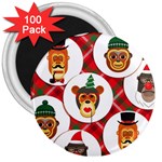 christmas hipster monkeys  3  Magnet (100 pack)