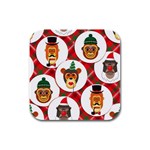 christmas hipster monkeys  Rubber Square Coaster (4 pack)