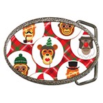 christmas hipster monkeys  Belt Buckle