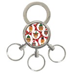 christmas hipster monkeys  3-Ring Key Chain