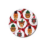 christmas hipster monkeys  Rubber Round Coaster (4 pack)