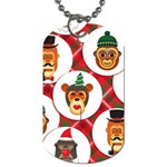 christmas hipster monkeys  Dog Tag (One Side)