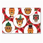 christmas hipster monkeys  Postcard 5  x 7 