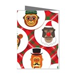 christmas hipster monkeys  Mini Greeting Cards (Pkg of 8)