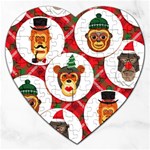 christmas hipster monkeys  Jigsaw Puzzle (Heart)