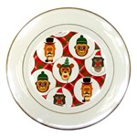 christmas hipster monkeys  Porcelain Plate