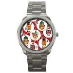 christmas hipster monkeys  Sport Metal Watch