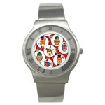 christmas hipster monkeys  Stainless Steel Watch